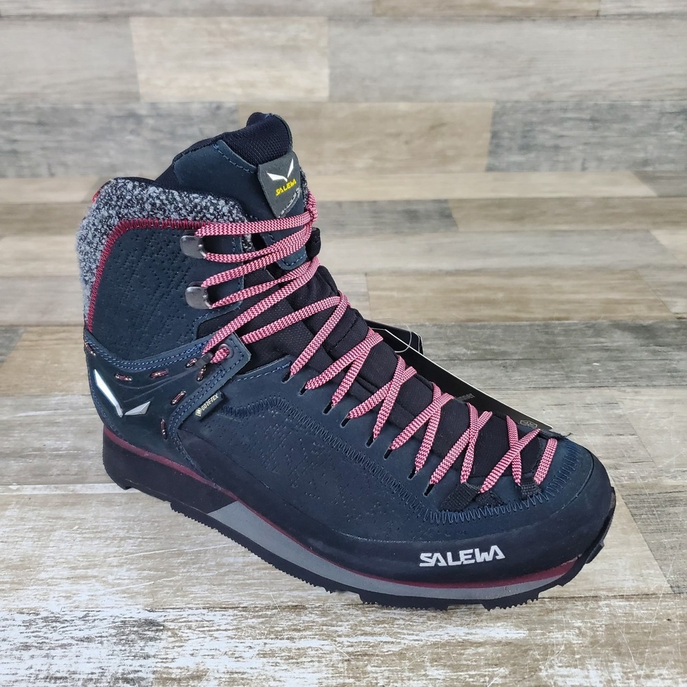 Salewa MTN Trainer 2 Winter GTX Women Hiking Shoes Sz 7 Black Lace Up Mid Top